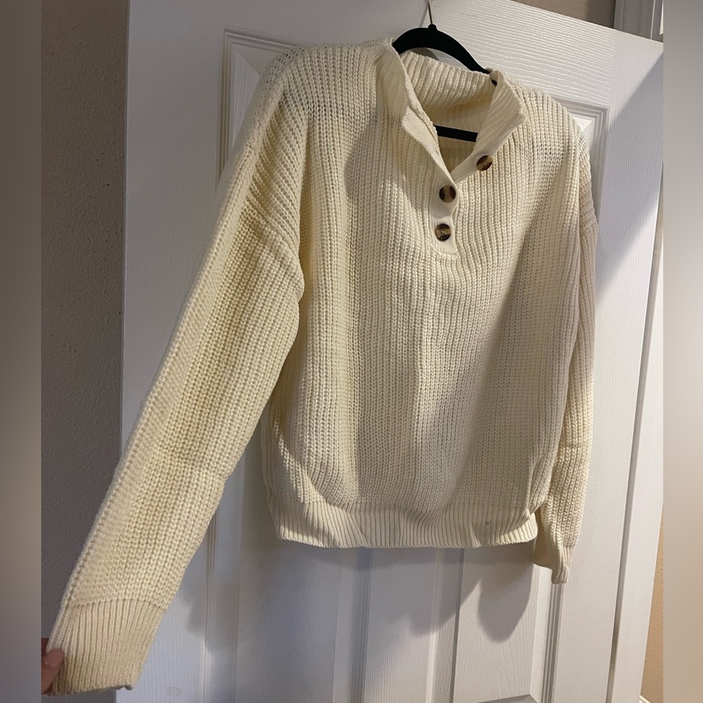 Cream color sweater with buttons